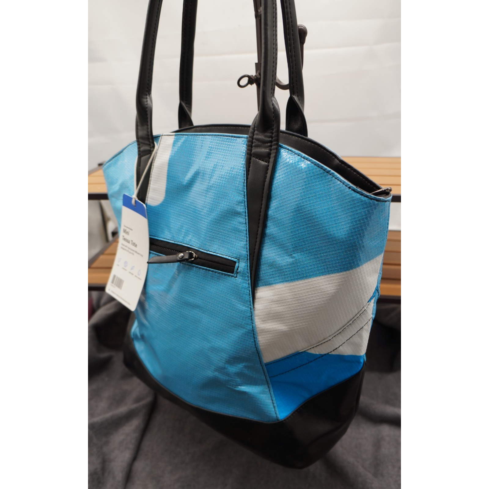 Nwt Rareform Mini Tessa Tote Bag Blue / White Recycled Billboard Vinyl — image 7 of 8